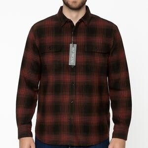 Burnside Men’s Plaid Flannel Shirt Crimson Red Size XL NWT Camping Grunge